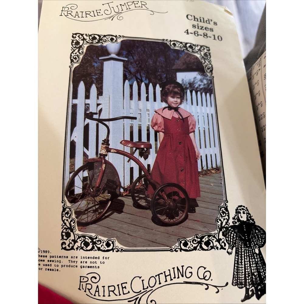 Prairie Clothing Co Prairie Jumper Sewing Pattern Child Sizes 4-10 Uncut 1989